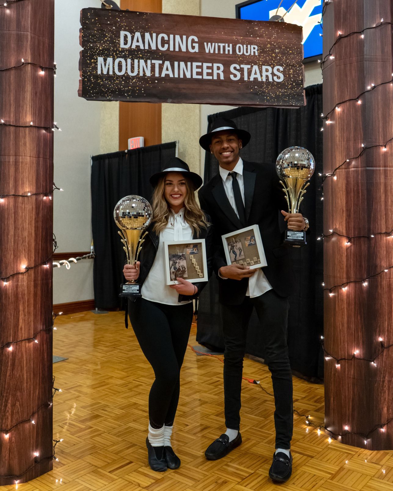 Winners Sierra Davis and Anderson Small posing for a picture after Dancing with the Mountaineer Stars on Saturday.